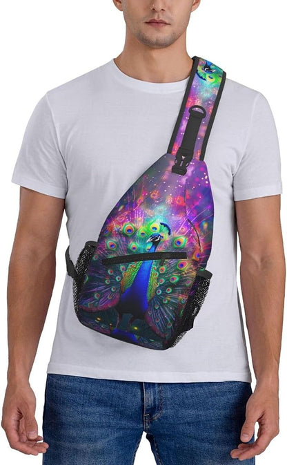 Beautiful Peacock Sling Bag For Women Men Fashion Backpack Crossbody Peacock - Image 7
