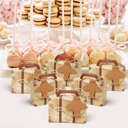 50Pcs Party Favor Candy Box, Vintage Mini Suitcase Favor Box, Kraft Paper - Image 6