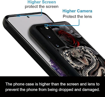 for Samsung Galaxy S20 Case, Entwined Rose Snake Pattern Graphic Design Girl - Image 2