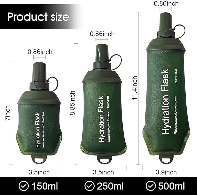 WILDREEDS 500ml Soft Flask, TPU Collapsible Soft Water Bottle - Image 4