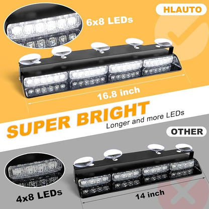 HLauto 6Z4J Emergency Dash Strobe Lights: 2x16.8 inch White Safety Lights - Image 2