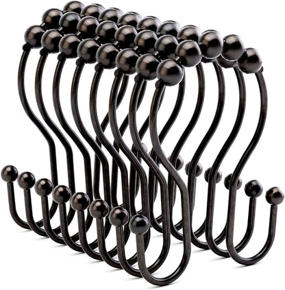 Bathway Shower Curtain Hooks Bronze Shower Curtain Rings Rust Proof Double Hook by Bathway