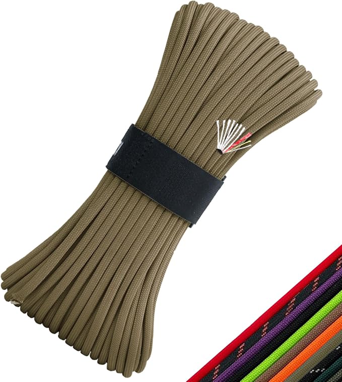 Survival Paracord 550 Fire Paracord Survivor Cord Nlyon Rope 10 Strands US - Image 9