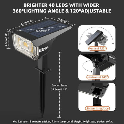LEREKAM Solar Spot Lights Outdoor Landscape Lights, IP65 Outdoor Waterproof - Image 6