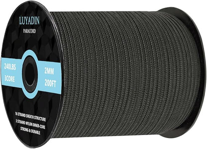 Paracord 240lb - Diameter 2mm Micro Utility Cord -3 Strand Parachute Spool Cord by LUYADIN
