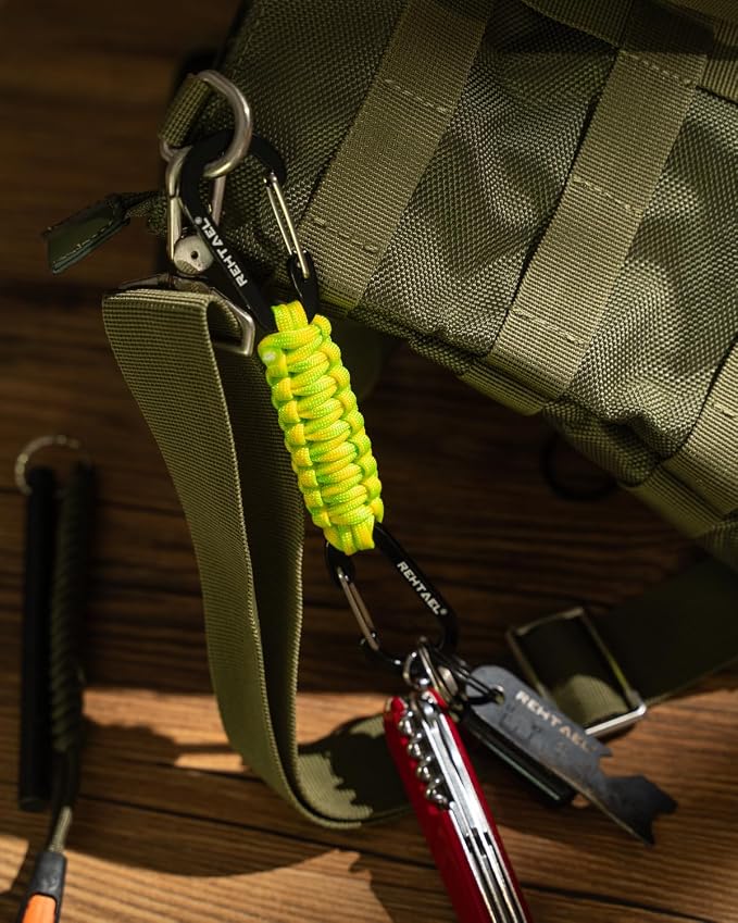 Paracord Braided Carabiner Keychain Lanyard Strap, Hanger Stroller Hook w/2 - Image 3