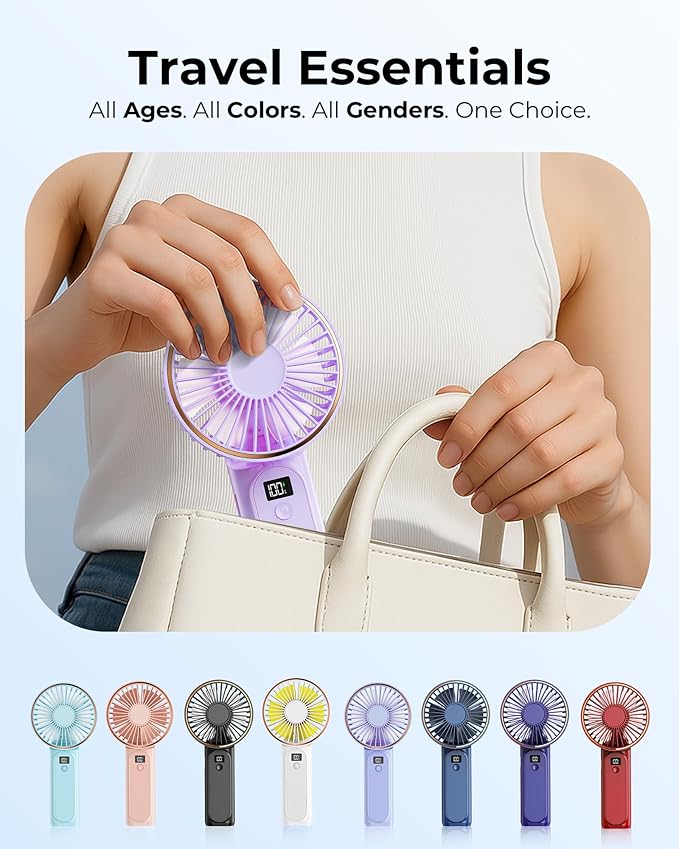 TUNISE Portable Handheld Fan, 180 Adjustable, 6 Speed Wind, USB Rechargeable - Image 6