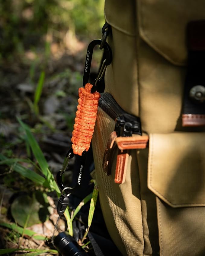 Paracord Braided Carabiner Keychain Lanyard Strap, Hanger Stroller Hook w/2 - Image 3