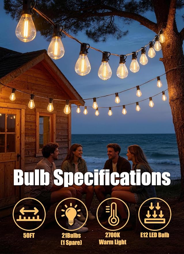 50FT Outdoor String Lights Waterproof - Image 3