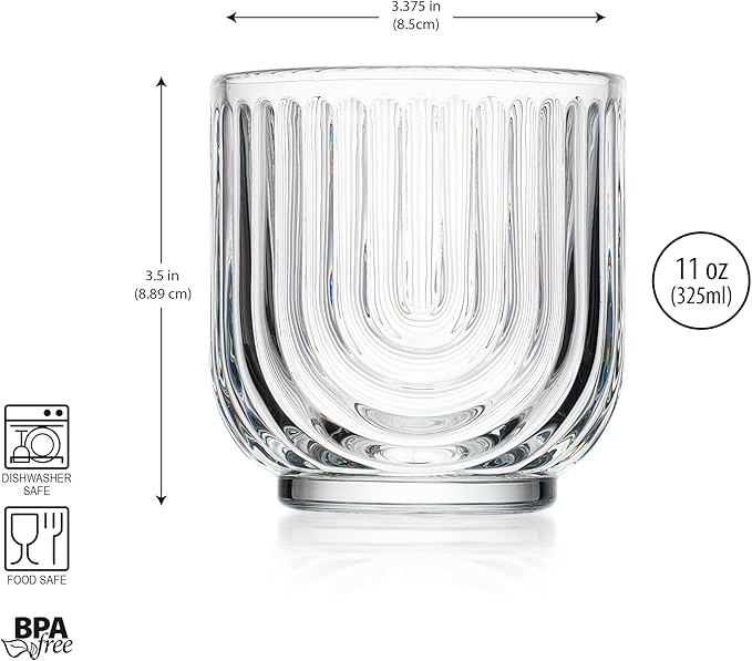 Glaver's Vintage Glassware Art Deco Glasse Ribbed Drinking Glasses U-Shape Arch - Image 7