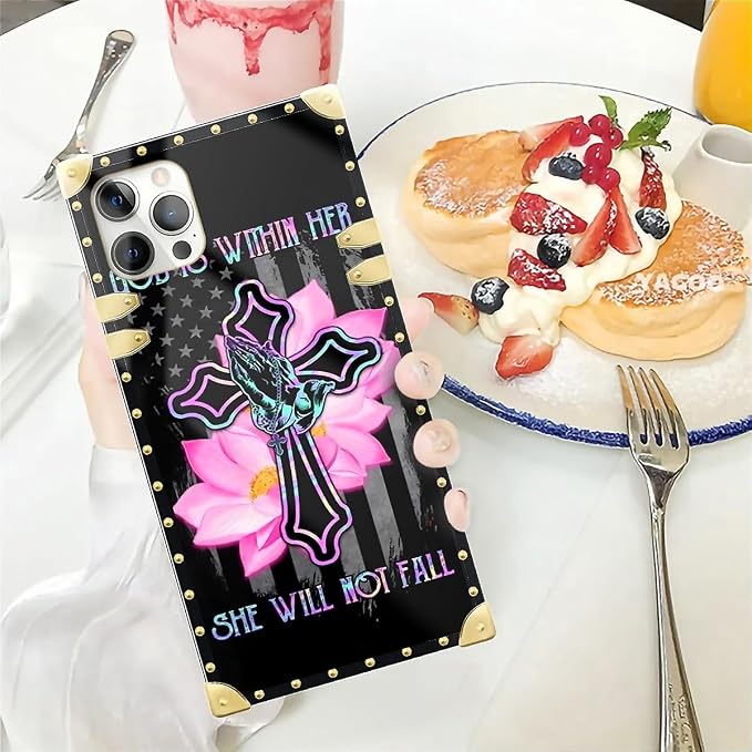 Compatible with iPhone 12 Pro Max Case, Praying Cross Hands Luxury Golden - Image 5
