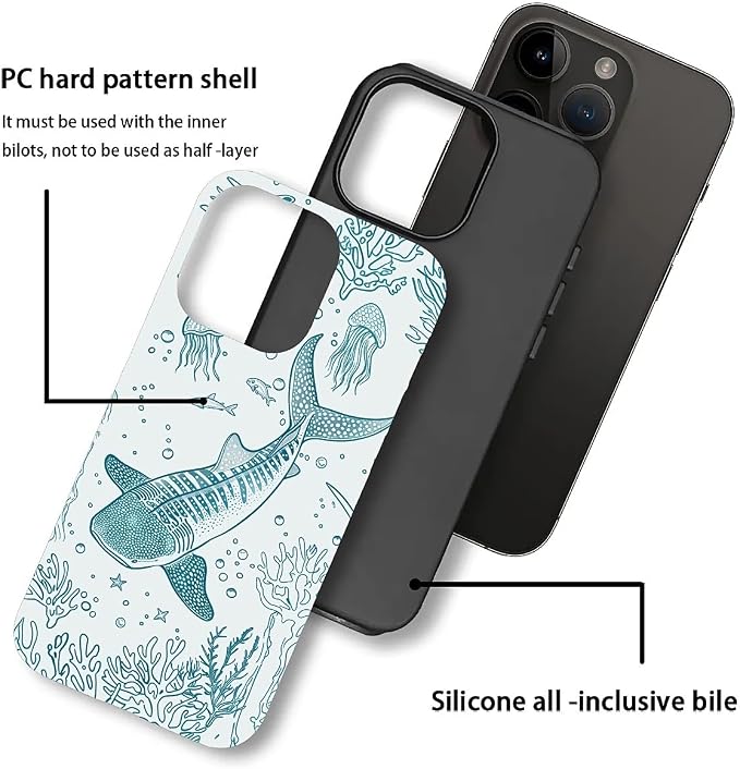 for iPhone 11 Pro Case, HH2 Ocean Whale Shark Hybrid 2 Layer Hard Shell - Image 3