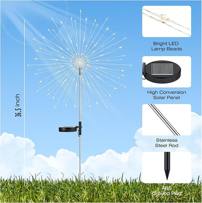2 Pack 250LED Solar Garden Lights Outdoor, Dual Lighting Modes Firework Lights - Image 3