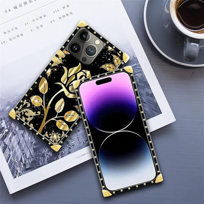 Compatible with iPhone 14 Pro Max Case, Shine Gold Rose Luxury Golden Decoration - Image 6