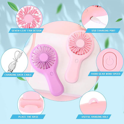 Woanger 12 Pcs Mini Handheld Fan Bulk 3 Speed USB Electric Battery Operated - Image 5