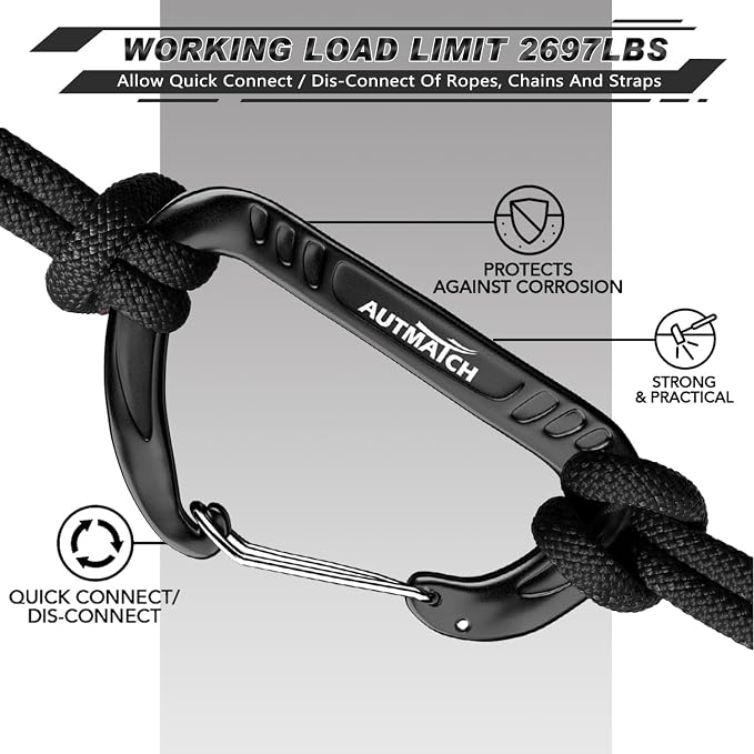 AUTMATCH Carabiner Clips, 4 Pack - Image 5
