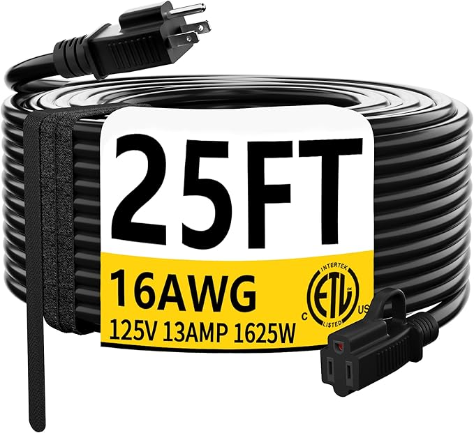 HUANCHAIN Black Outdoor Extension Cord 25 FT Waterproof, Flexible 16/3 Gauge by huanchain