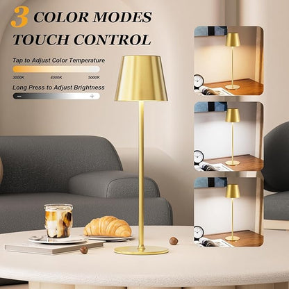 Kakanuo 20" Cordless Table Lamp Rechargeable Gold - Image 4
