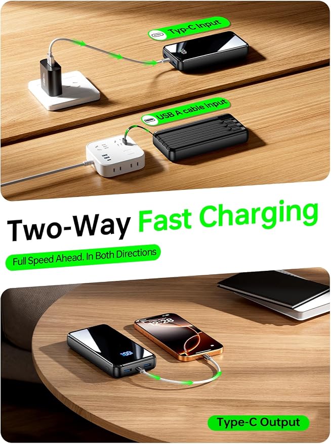Portable Charger, 50000mAh Power Bank Built-in Cable, 22.5W PD USB C In & Out - Image 7