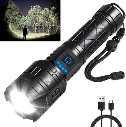 Rechargeable Flashlights High Lumens, Powerful Tactical Flashlights, 5 Modes by IkeeRuic