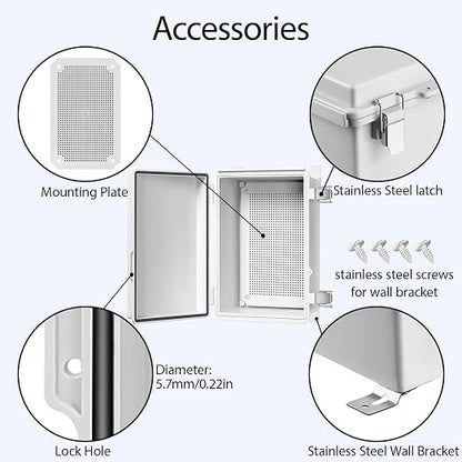 LeMotech Electrical Box, IP67 Waterproof Hinged Cover Stainless Steel Latch - Image 4