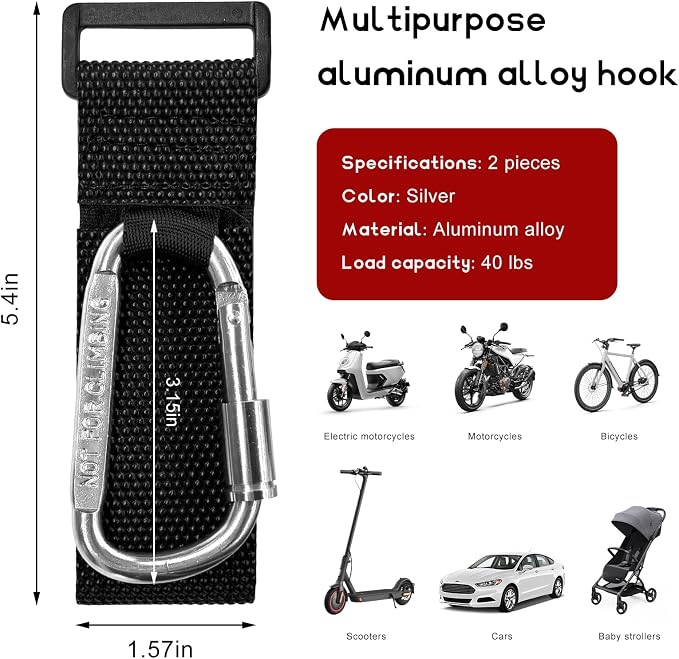 2 PCS UTV Hook for Hanging Headsets, Aluminum Alloy Stroller Carabiner Clips - Image 2