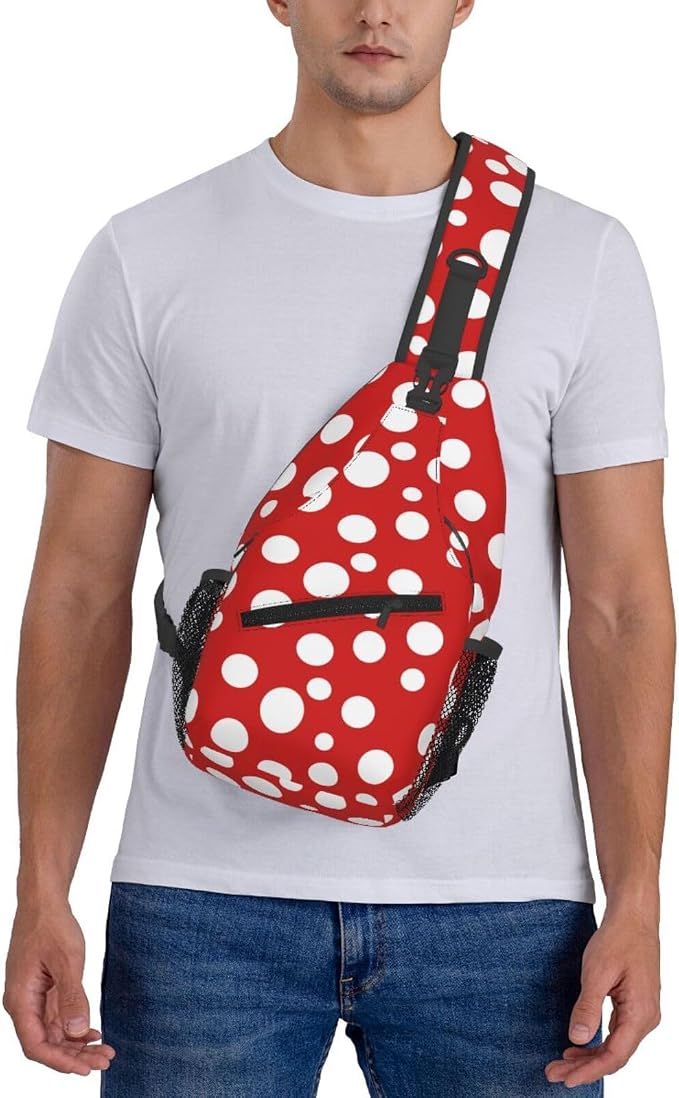 Mushroom Dots Sling Bag For Women Men Fashion Backpack Crossbody Red Mushroom - Image 7
