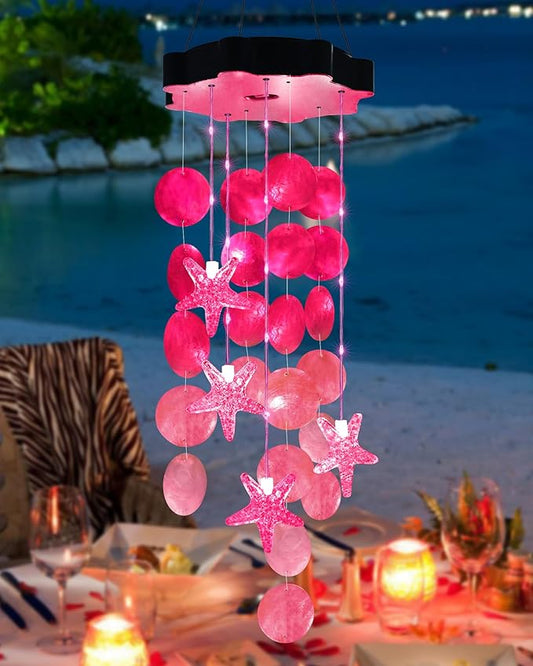 Toodour Solar Wind Chimes for Outside, Shells Light Gifts for Mom Grandma Women by Toodour