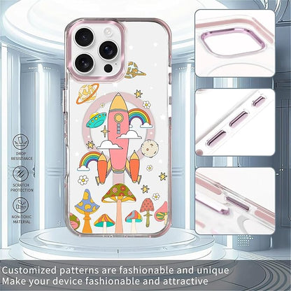 Case for iPhone 16 Pro Max, Spaceship Mushroom Phone Case Design，for Women - Image 2