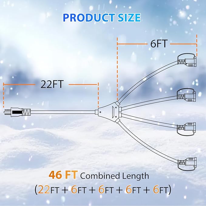 K KASONIC - 46FT Christmas Lights Outdoor Extension Cord - Image 4