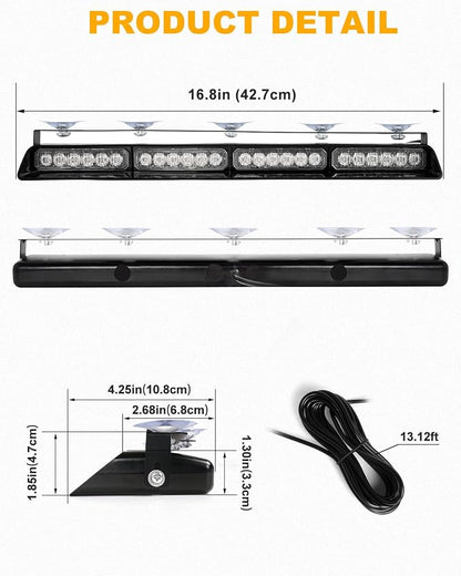 HLauto 6Z4J Emergency Dash Strobe Lights: 2x16.8 inch White Safety Lights - Image 8
