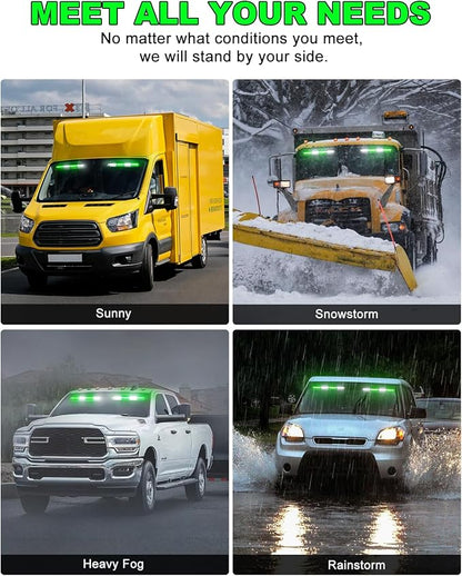 HLauto 6Z4J Emergency Dash Strobe Lights: 2x16.8 inch Green White Safety Lights - Image 6
