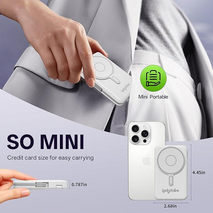 Magnetic Portable Charger Built-in Cables, 10000mAh Fast Charging Wireless - Image 4