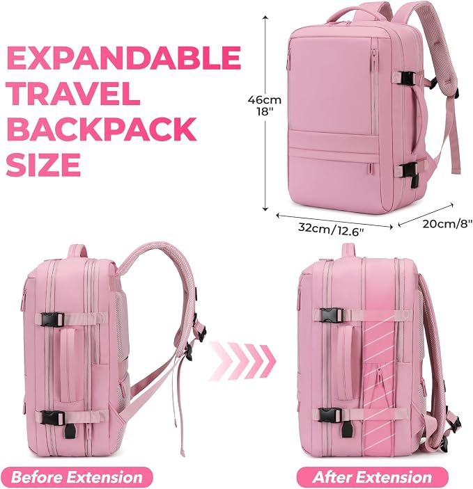 Rcrirth Travel Backpack for Women | Expandable Carry On Backpack - Image 3