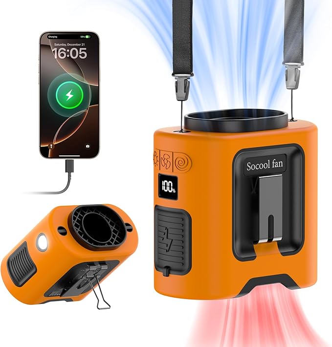 Socool 14500mAh Portable Waist Fan Clip on Belt 360 Rotation Wearable by Socoolfancoolinhand
