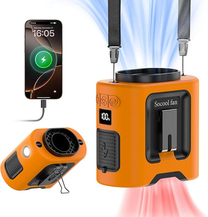 Socool 14500mAh Portable Waist Fan Clip on Belt 360 Rotation Wearable by Socoolfancoolinhand