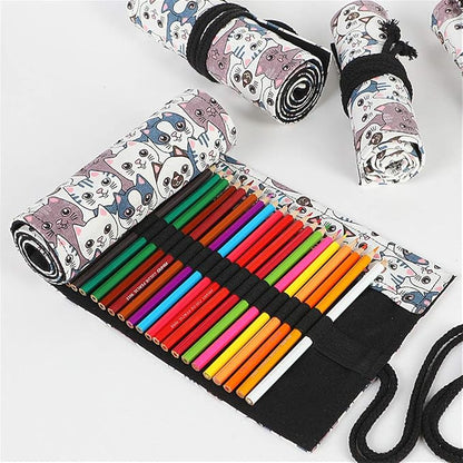 Funny live 24/36/48/72 Slots Colored Pencil Wrap Roll up Pen Holder Case - Image 5
