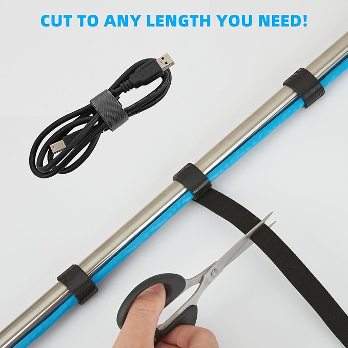 25 Ft x 1 inch Hook and Loop Roll, Reusable Fastening Cable Ties, Office and - Image 4