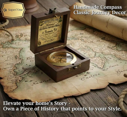 Handmade Antique Vintage Brass Compass | Exquisite Nautical Compass | Home - Image 4