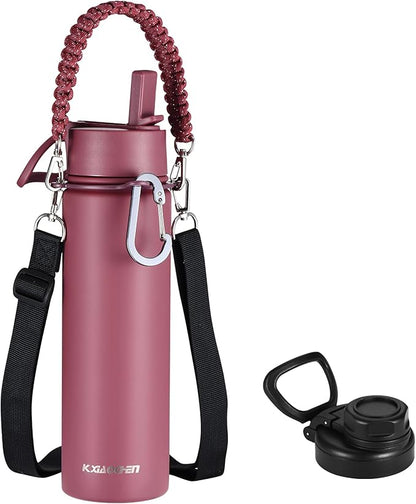 KXIAOCHEN Insulated Water Bottle, Stainless Steel Water Bottle, 2 Lids by KXIAOCHEN