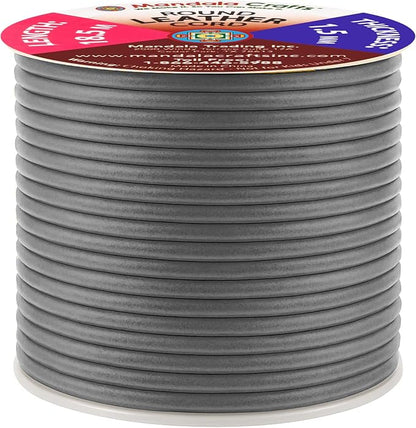 Mandala Crafts Round Cowhide Genuine Gray Leather Cord - Image 2