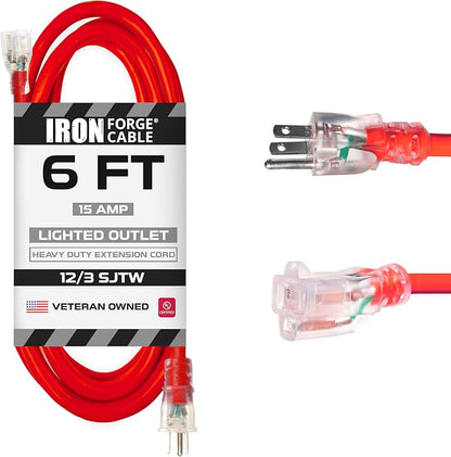 Iron Forge Cable 6 ft Lighted Outdoor Extension Cord by IronForgeCable