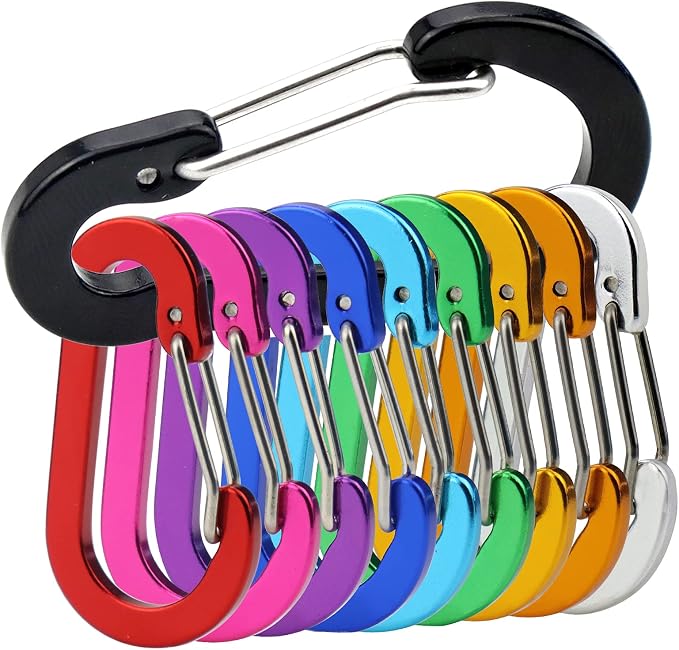 Mini Carabiner Clip Aluminum Lightweight D-Shape Spring by Nanaborn