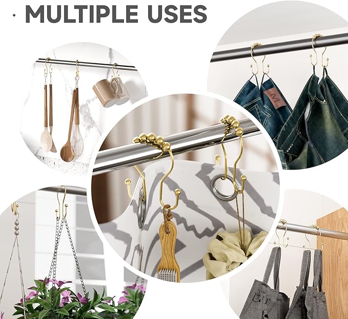Bathway Gold Shower Curtain Hooks, Shower Curtain Hook Shower Curtain Rings - Image 5
