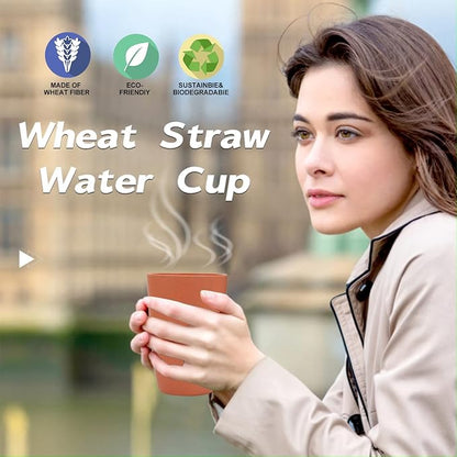 Wrova Wheat Straw Cups 6 PCS Good Alternative to Plastic Reusable Cups 20 oz - Image 6
