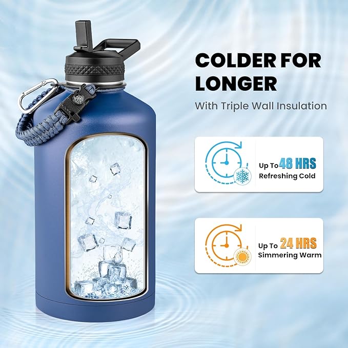 RAYMYLO One Gallon Water Bottle Insulated, Triple Walled Vacuum Stainless Steel - Image 2