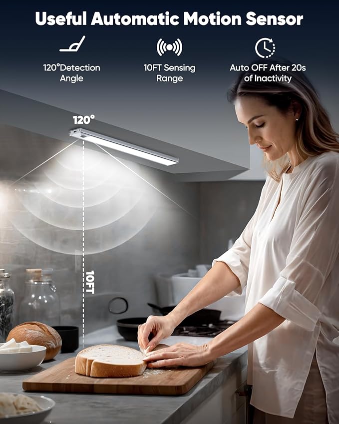 12'' Under Cabinet Lights, LED Rechargeable Battery Operated Motion Sensor - Image 3