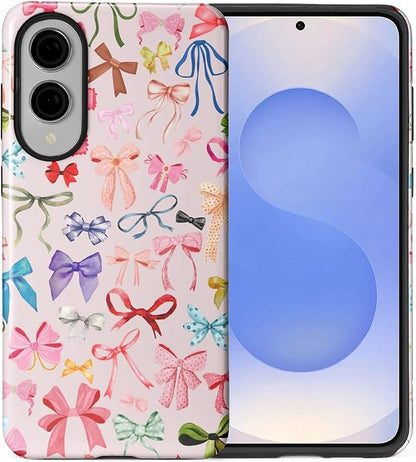 for Samsung Galaxy S25 Edge Case, HL2 Aesthetic Color Bow Tie Hybrid 2 Layer by Unknown