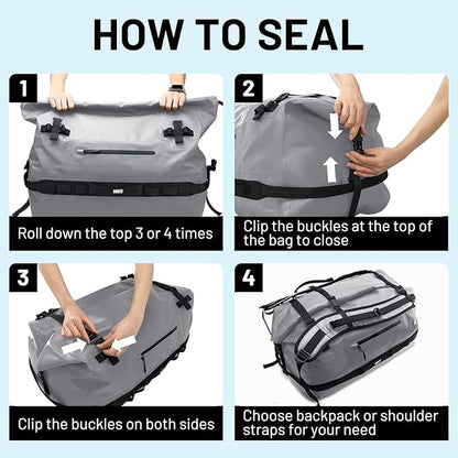 MIER Waterproof Duffel Bag Motorcycle Dry Bag Backpack Large Roll-Top Heavy - Image 6