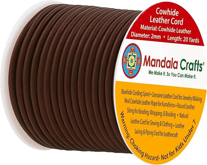 Mandala Crafts Round Genuine Dark Brown Leather Cord by MandalaCrafts